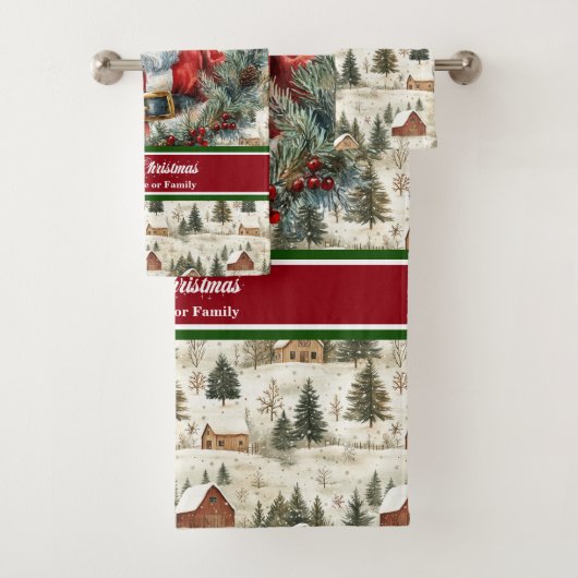 Classic Holiday Santa Claus Badhanddoek Set Bad Handdoek (Insitu)