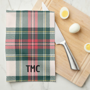 Classic Holiday Tartan Pset Initialen Festive Sock Theedoek