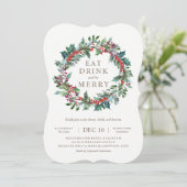 Classic Holiday Wreath Party uitnodiging (Staand voorkant)