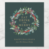 Classic Holiday Wreath Wine Étiquette (Étiquettes simples)