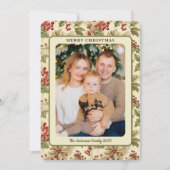 Classic  Holly Berries Foto Kerst Feestdagenkaart (Voorkant)