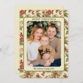 Classic  Holly Berries Foto Kerst Feestdagenkaart (Voorkant / Achterkant)