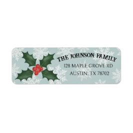 Classic Holly & Berries Snowflake Label
