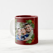 Classic Holly Border Christmas Photo Mug (Devant gauche)