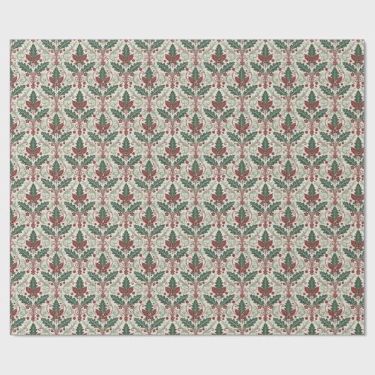 Classic Holly Damask Wrapping Paper Cadeaupapier (Vlak)