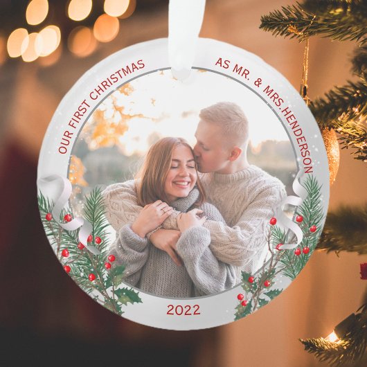 Classic Holly Pine Silver Lijst Foto Passen getrou Ornament