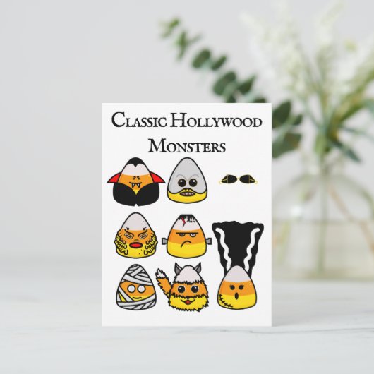 Classic Hollywood Monsters Candy Corn Briefkaart (Staand voorkant)