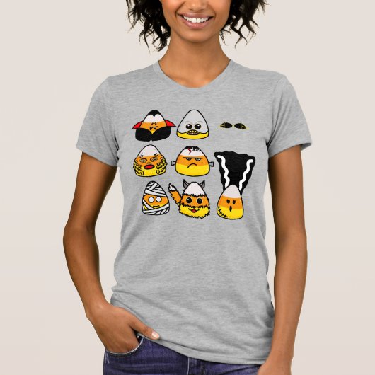 Classic Hollywood Monsters Candy Corn T-Shirt (Voorkant)