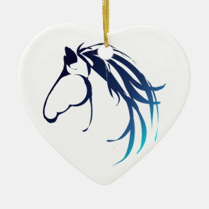 Classic Horse Head Logo in Blues Keramisch Ornament