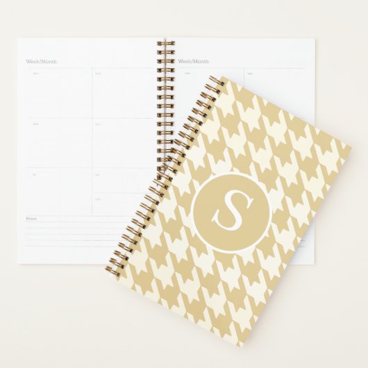 Classic Houndstooth Beige Tan & Blanc Monogramme (Devant avec enveloppe)