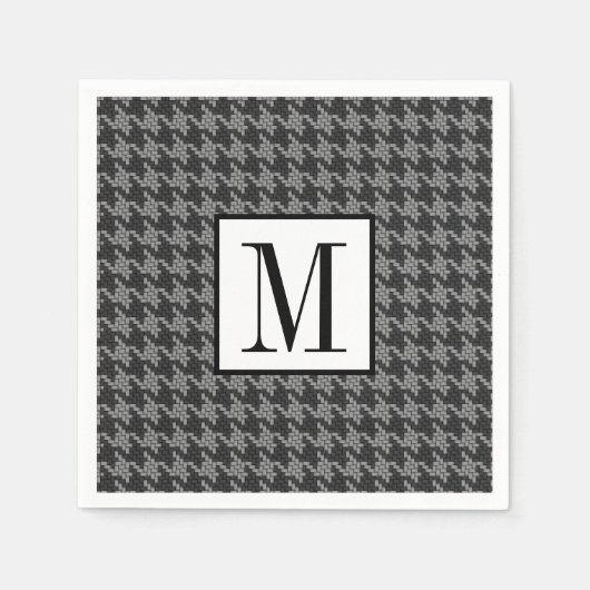Classic Houndstooth Black Monogram Pattern Mannen Servetten (Voorkant)