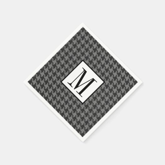 Classic Houndstooth Black Monogram Pattern Mannen Servetten (Hoek)