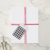 Classic Houndstooth Black White Timeless Cadeaulabel (Met Touw)