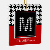 Classic Houndstooth Pattern Monogram Rood en zwart Keramisch Ornament (Rechts)
