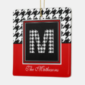 Classic Houndstooth Pattern Monogram Rood en zwart Keramisch Ornament (Links)