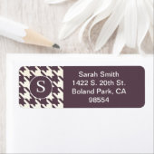 Classic Houndstooth Pattern Paarse Plum en Wit Etiket (Insitu)