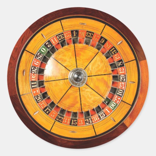 Classic Houten Roulette Wiel Ronde Stickers (Voorkant)