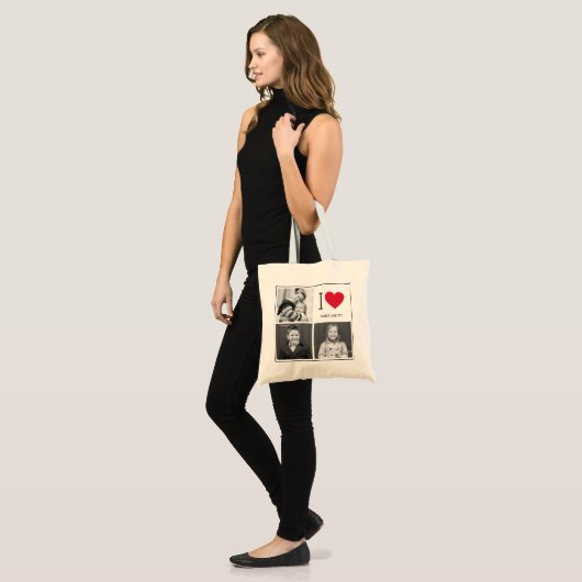 Classic I Heart Photo Collage Custom Canvas tas (Voorkant (model))