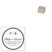 Classic Initialen Ronde Bruiloft Retouradres Rubberstempel (Gestempeld)