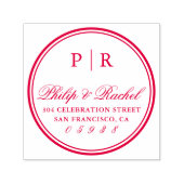 Classic Initialen Ronde Bruiloft Retouradres Zelfinktende Stempel (Design)
