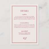 Classic Ivory and Burgundy Wedding Details Informatiekaartje (Voorkant)