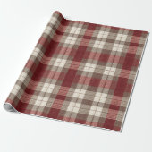 Classic Ivory Brown Rust Red Plaid Pattern Cadeaupapier (Uitgerold)