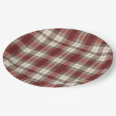 Classic Ivory Brown Rust Red Plaid Pattern Papieren Bordje (Gekanteld)