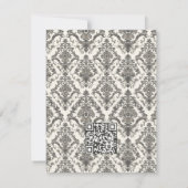 Classic Ivory Damask Rococo Pattern Wedding QR RSVP Kaartje (Achterkant)