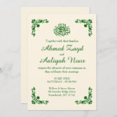 Classic Ivory & Deep Emerald Floral Islamic Kaart (Voorkant / Achterkant)