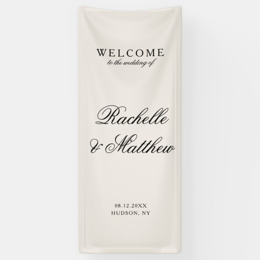 Classic Ivory Old Money Wedding Welcome Spandoek (Verticaal)