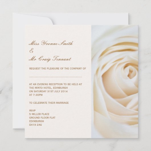 Classic Ivory White Wedding Evening Reception Kaart (Voorkant)