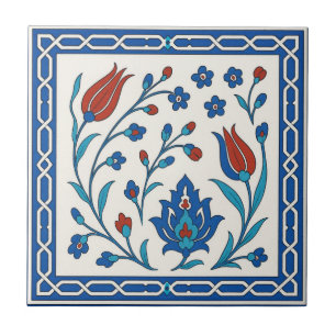 Classic Iznik Floral Keramische Tegel in Blauw & R Tegeltje