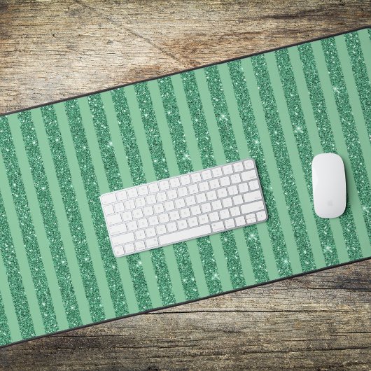 Classic Jade Green Glitter Style Vertical Stripes