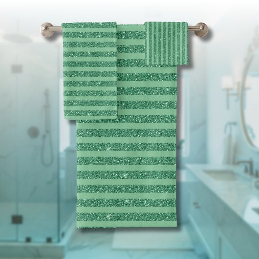Classic Jade Green Glitter Style Vertical Stripes