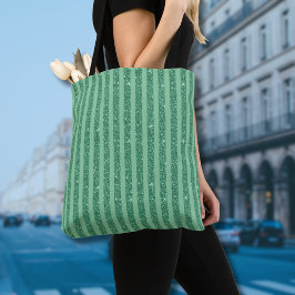 Classic Jade Green Glitter Style Vertical Stripes Draagtas