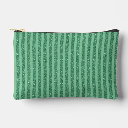 Classic Jade Green Glitter Style Vertical Stripes Etui (Voorkant)