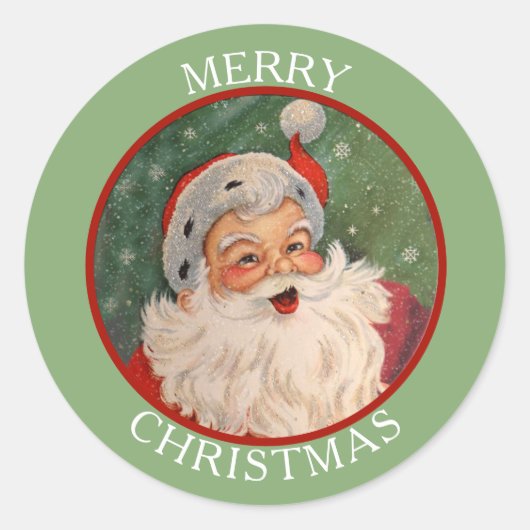 Classic Jolly Santa Claus Kerstmis Ronde Sticker (Voorkant)