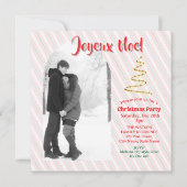 Classic Joyeux Noel Green Red Stripes Christmas Save The Date (Voorkant)