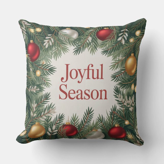 Classic Joyful Wreath Kussen (Voorkant)
