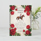 Classic Kentucky Derby Party Invitation Red Roses  (Debout devant)