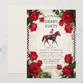 Classic Kentucky Derby Party Invitation Red Roses  (Devant / Derrière)