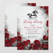 Classic Kentucky Derby Party Invitation Red Roses  (Devant / Derrière)