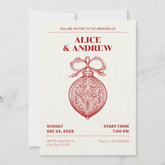 Classic Kerst ornament bruiloft Kaart (Voorkant)