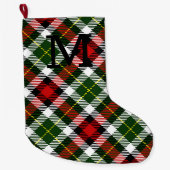 Classic Kerst Plaid Monogram Initiaal Feestelijk Grote Kerstsok (Voorkant)