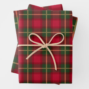 Classic Kerst Rood Groen Plaid Tartan Feestelijk Inpakpapier Vel