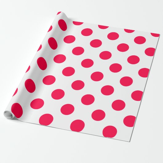Classic Kerst Sjabloon Rode Polka Dots Wit Cadeaupapier (Uitgerold)