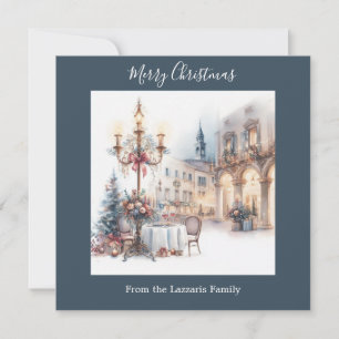 Classic Kerst Waterverf Afbeelding Feestdagenkaart