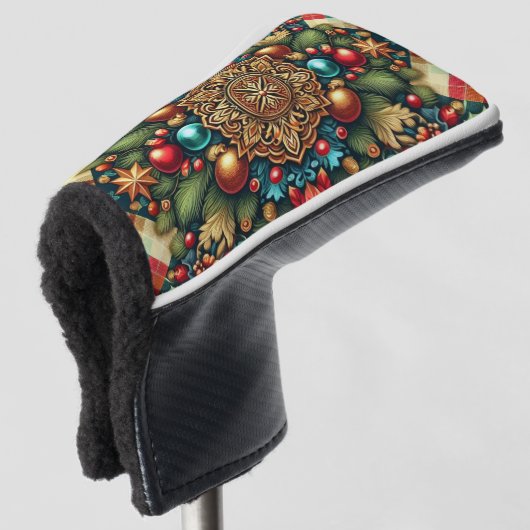 /Classic kleurrijke kerst Golfheadcover (3/4 voorkant)
