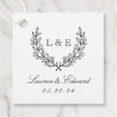 Classic Laurel Wedding Initiaal Monogram Bedankjes Labels (Voorkant)