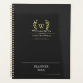 Classic Laurel Wreath Black Gold Monogramme (Devant)